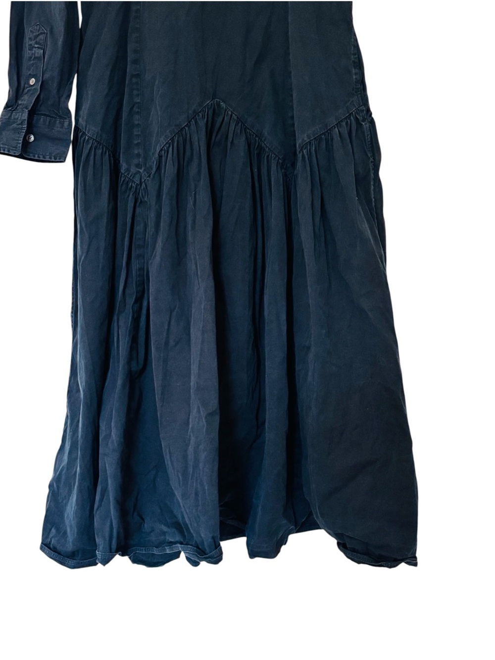 Polo Ralph Lauren Black Long Sleeve Day Dress Women's Button Front Maxi Dress - Picture 9 of 11